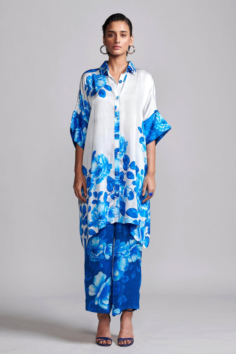 SUE FLORAL PANTS BLUE
