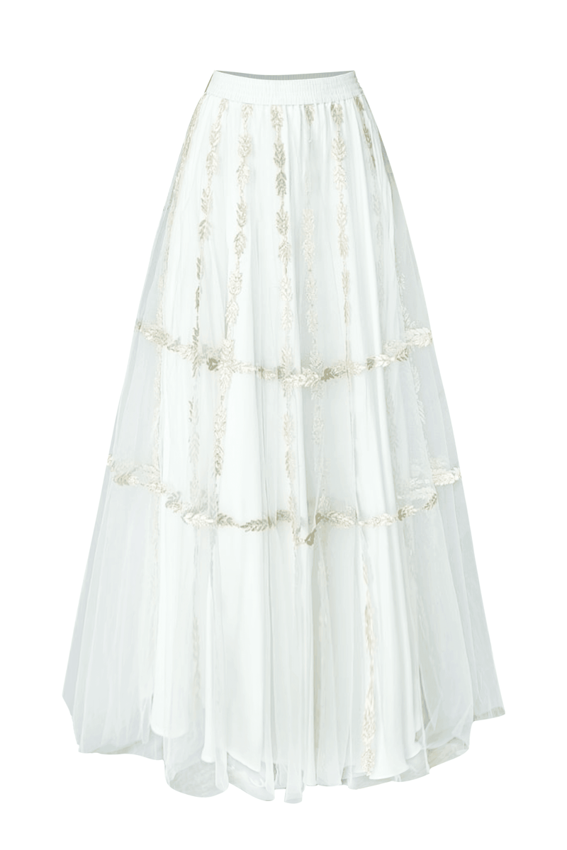 Dax Maxi Black Grid Embroidery Skirt by Rails