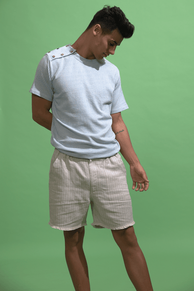 Stripe Fringe Linen Shorts Bottoms Menswear
