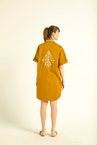 Motif Embroidered Shirt Dress Dresses Womenswear