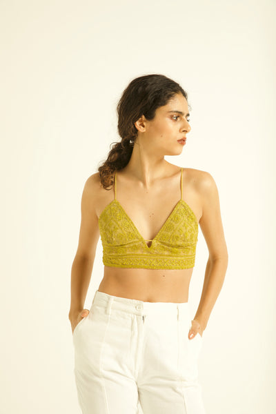 Lime Emrboidered Bralette Tops Womenswear