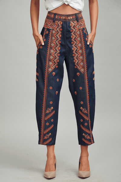 Denim Embroidered Pant Pants Womenswear
