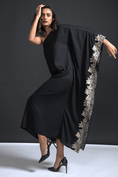 Buy Women Black Satin Kaftan Midi Dress Online at Sassafras