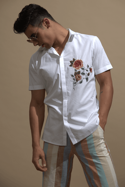 Flower Embroidery Shirt Shirts Menswear