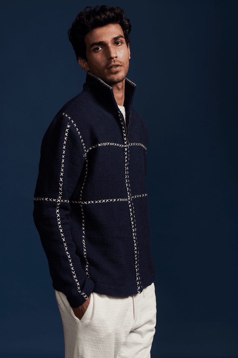 dash and dot Cross Stitch Jacket Online