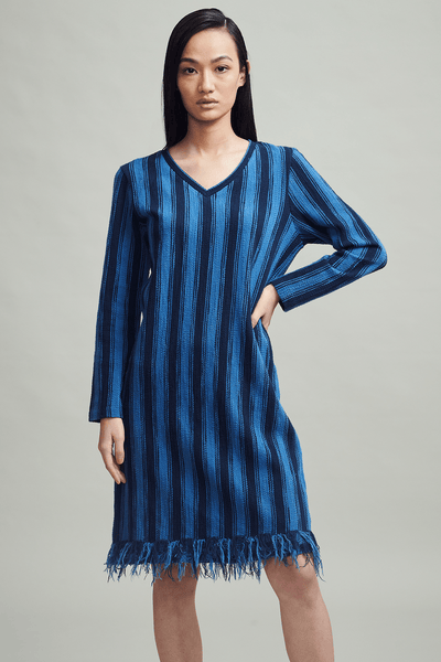 Indigo Stripe Dress Dresses Womenswear (6065380556970)