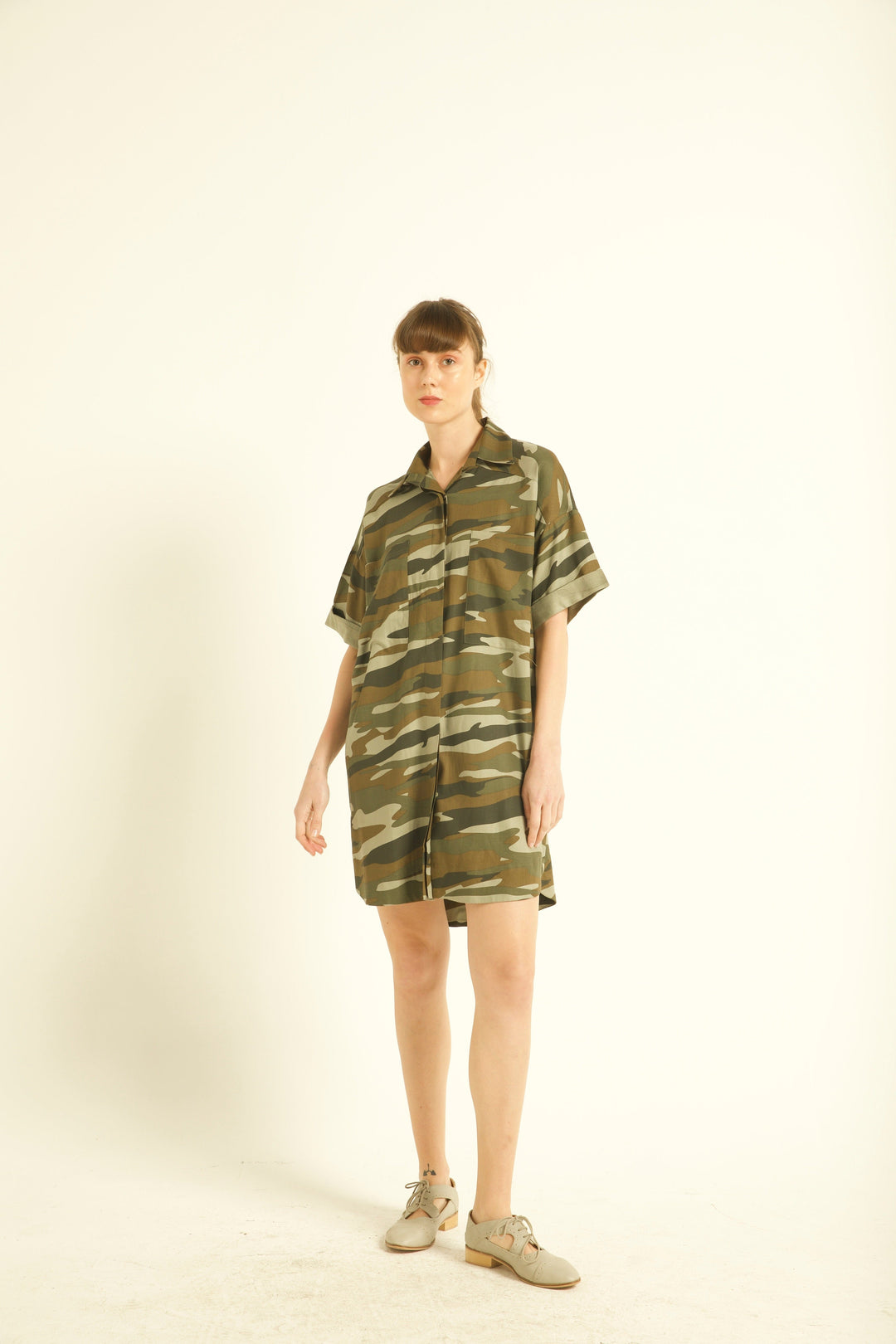 Camouflage shirt dress womens best sale