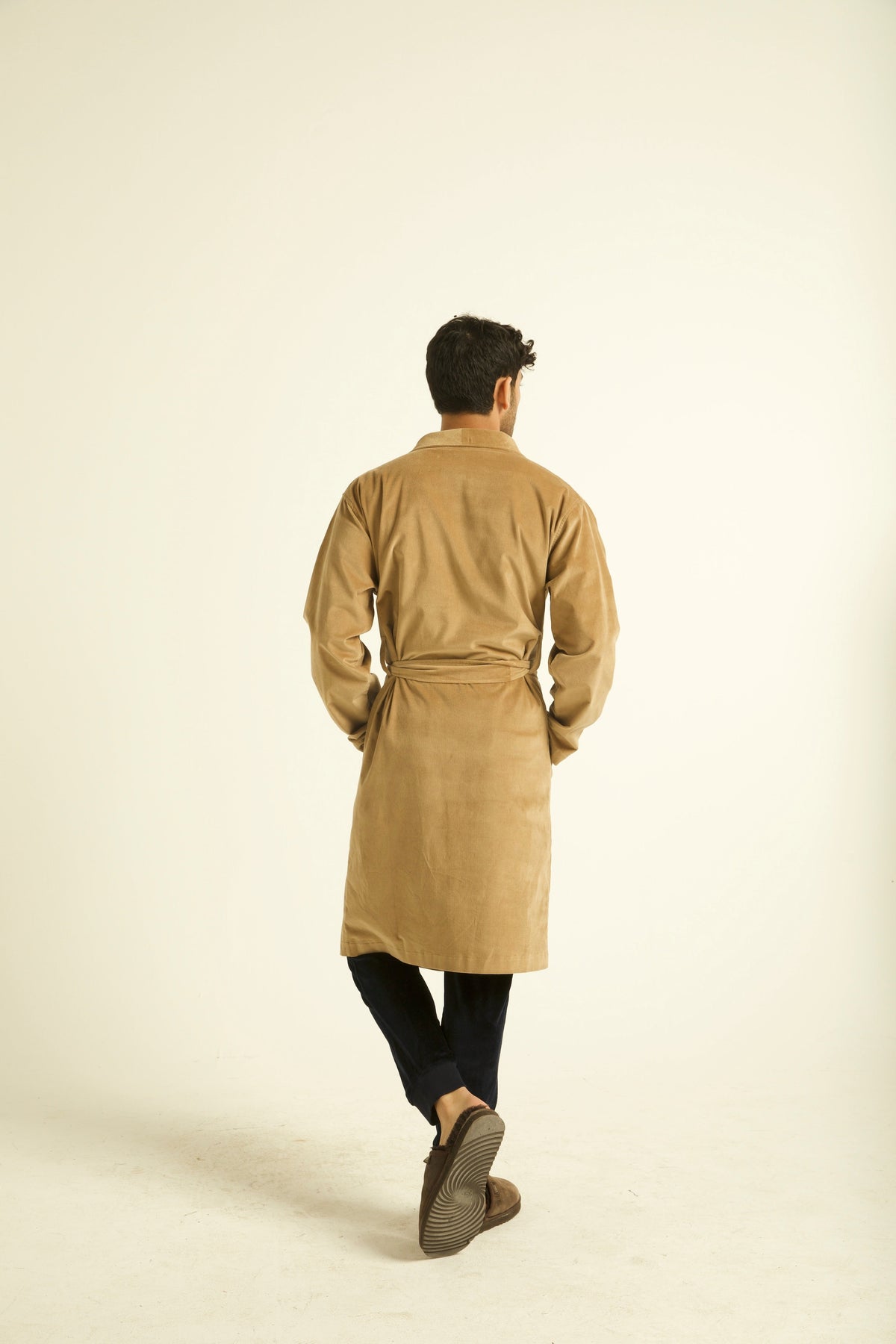 Khaki Corduroy Front-Open Robe by Dash and Dot Men